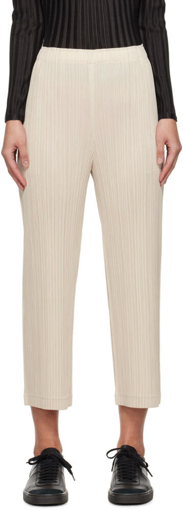 PLEATS PLEASE ISSEY MIYAKE Off-White Thicker Bottoms 1 Trousers Cover