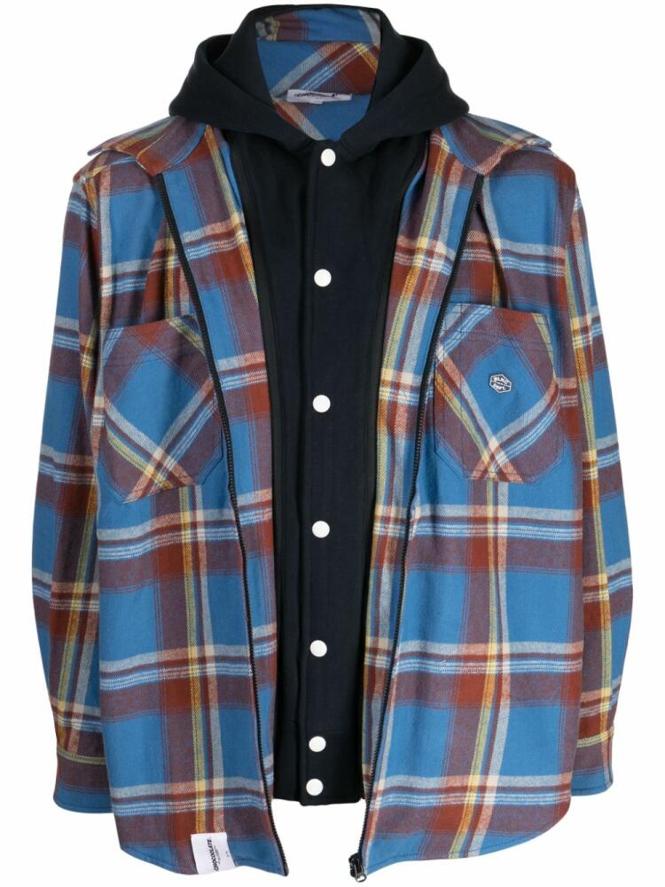 CHOCOOLATE layered check-print cotton jacket - Blue Cover