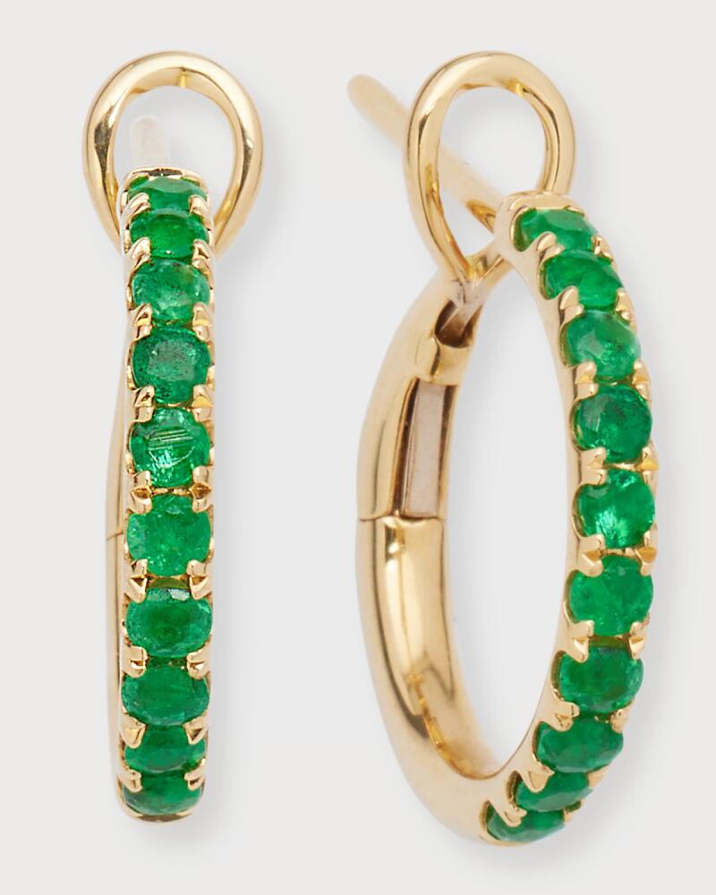 Frederic Sage 18K Gold & Emerald Polished Inner Hoop Earrings Cover