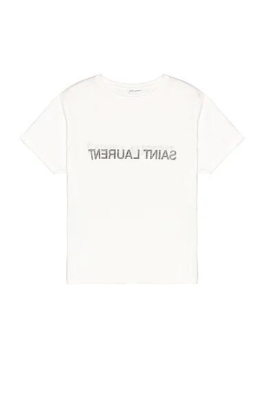 Saint Laurent Col Rond T-Shirt in White Cover