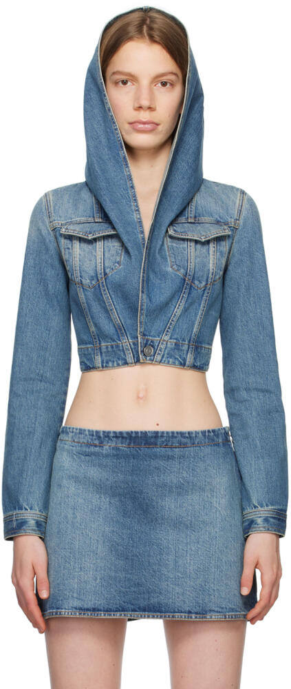 ALAÏA Blue Hooded Denim Jacket Cover