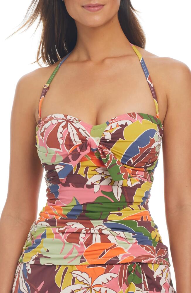 Rod Beattie Draped Bandini Tankini Top in Multi Cover