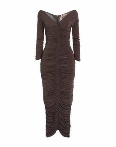 N°21 Woman Midi dress Brown Viscose, Polyester, Elastane Cover