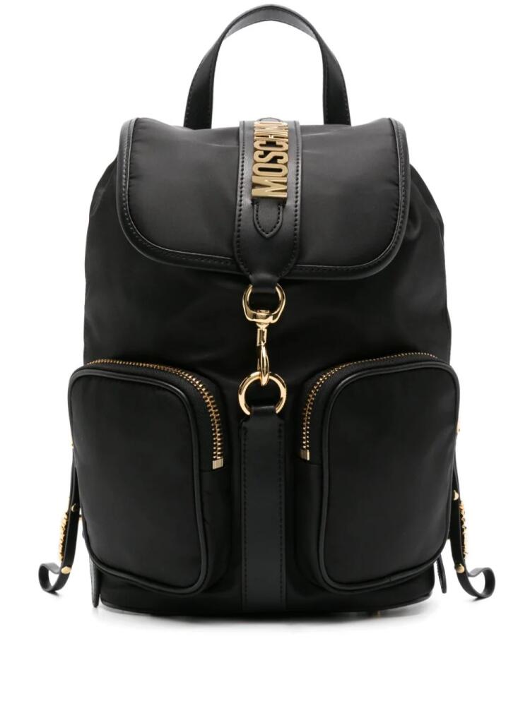 Moschino logo-plaque backpack - Black Cover