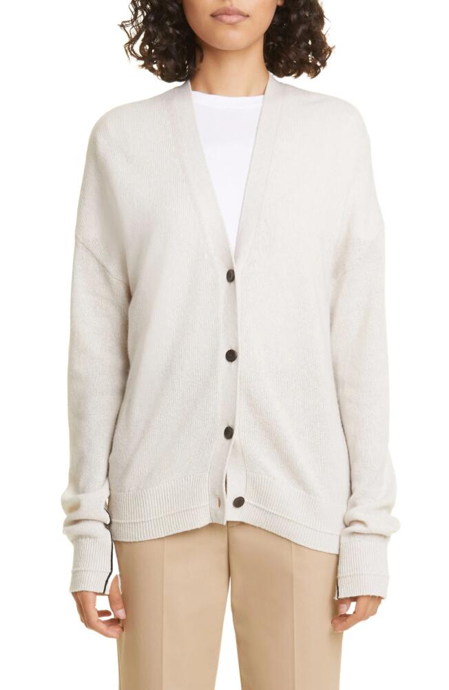 Maria McManus Featherweight Organic Cotton & Recycled Cashmere Blend Cardigan in Crema And Black Cover