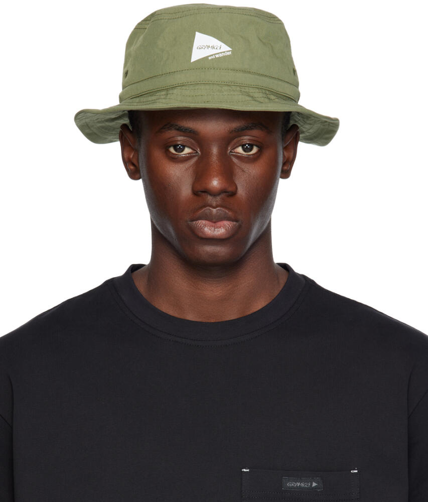 and wander Khaki Gramicci Edition Nyco Bucket Hat Cover