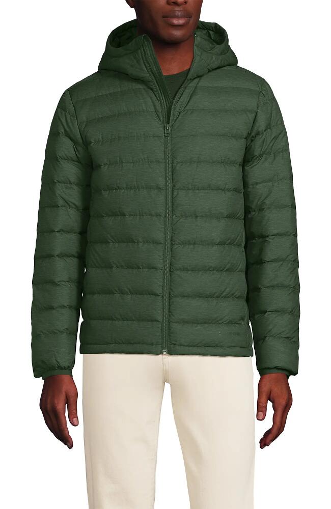 Lands' End Wanderweight Ultralight Packable Hooded Down Jacket in Estate Green Heather Cover