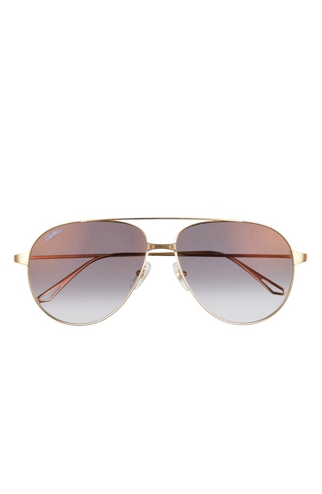 Cartier 59mm Aviator Sunglasses in Gold/Grey Cover