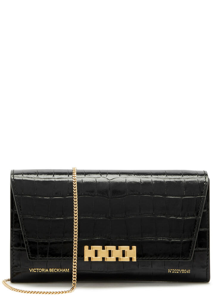 Victoria Beckham Crocodile-effect Leather Wallet-on-chain - Black Cover