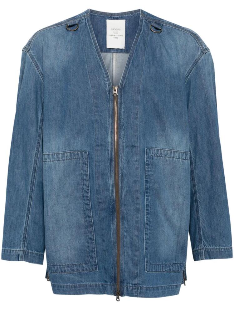 CROQUIS collarless zip-up denim jacket - Blue Cover