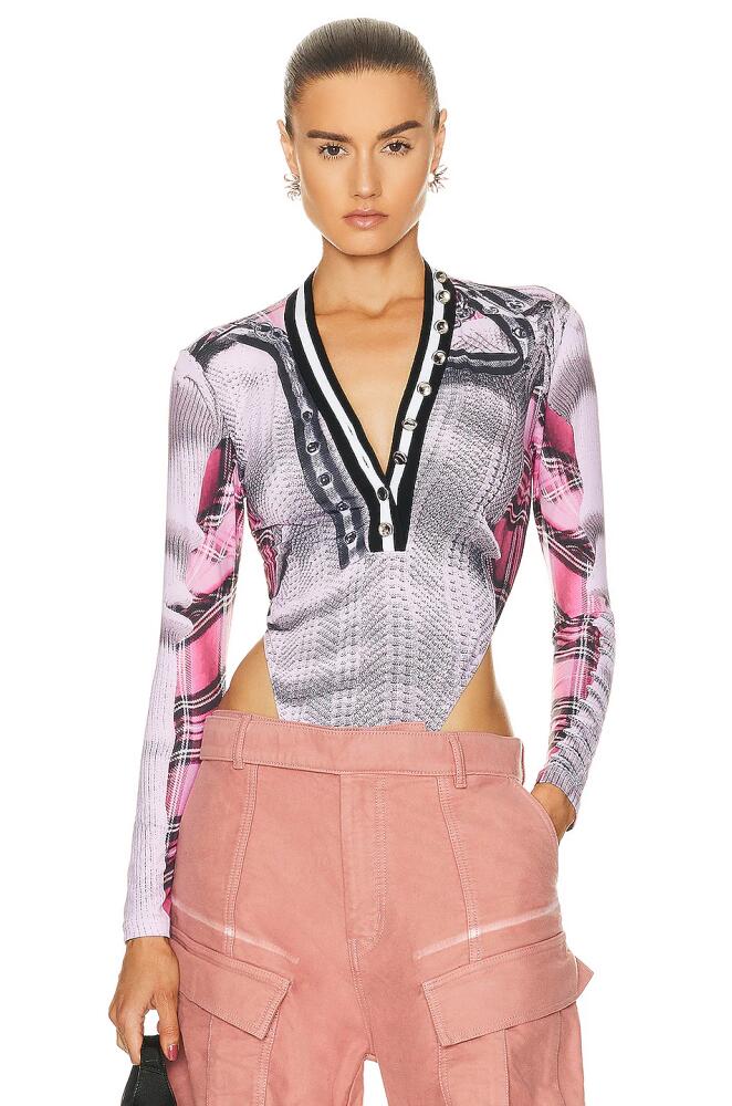 Y/Project x Jean-Paul Gaultier Trompe L'oeil Cardigan Bodysuit in Pink Cover