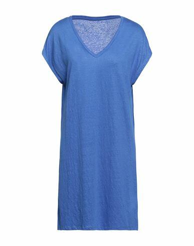 Majestic Filatures Woman Mini dress Bright blue Linen, Elastane Cover