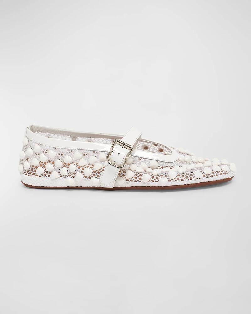 ALAIA Beaded Net Mary Jane Ballerina Flats Cover