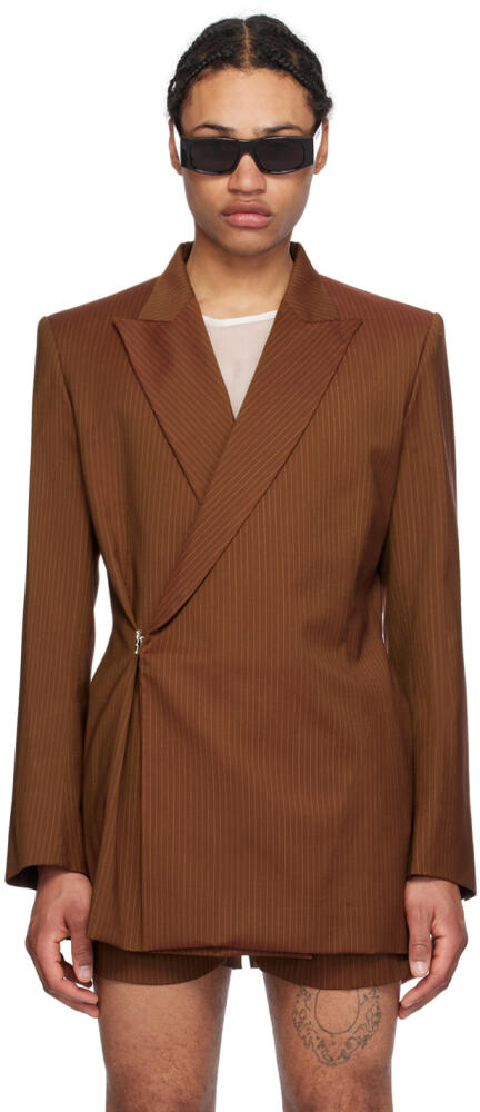 EGONlab Brown Pinstripe Blazer Cover