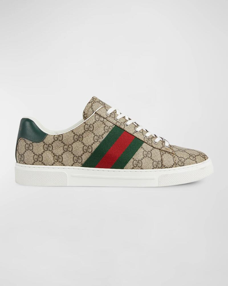 Men's Gucci Ace Low-Top Sneakers with Web Cover