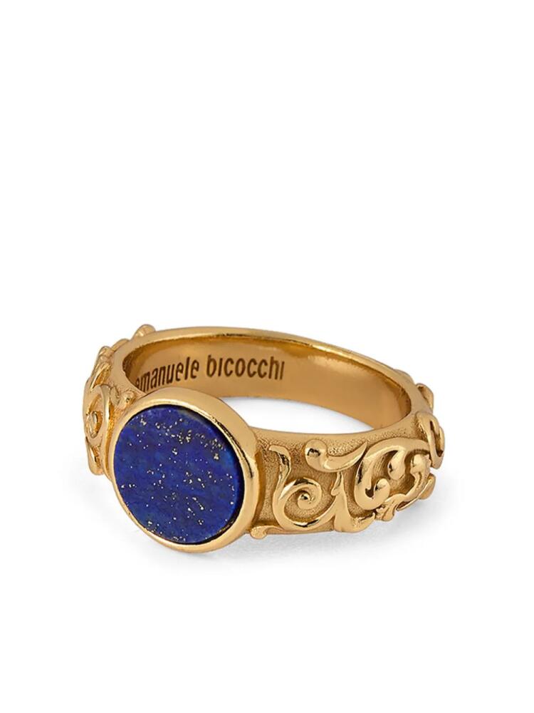 Emanuele Bicocchi arabesque engraved chevalier ring - Gold Cover