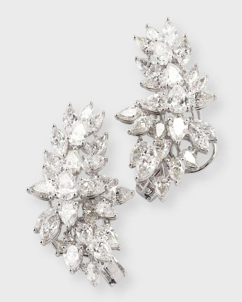 Neiman Marcus Lab Grown Diamonds Lab Grown Diamond 18K White Gold Pear and Marquise Cluster Earrings Cover