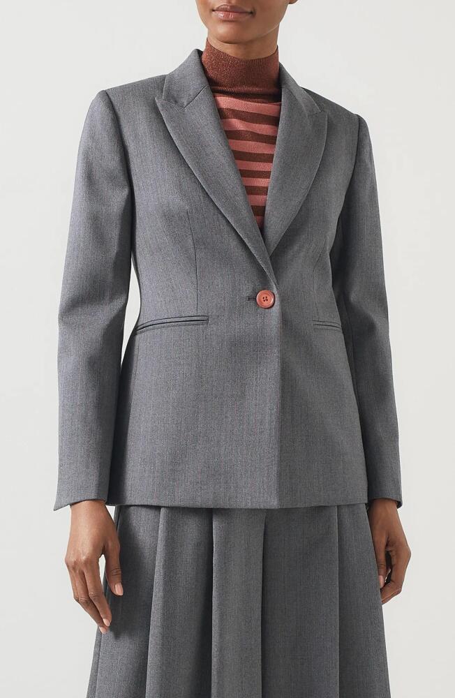 LK Bennett Hally Stripe Stretch Wool Blazer in Grey Cover