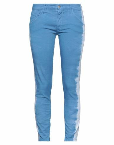 Cycle Woman Pants Pastel blue Cotton, Elastane Cover