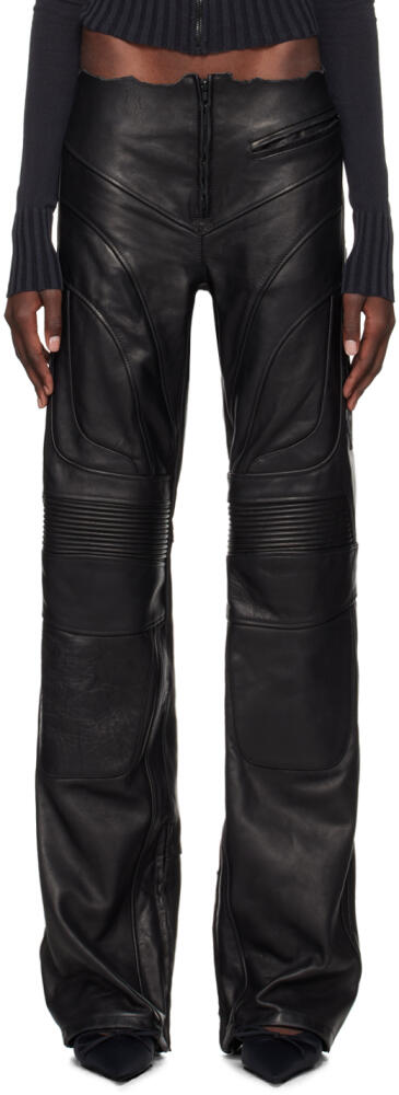 Balenciaga Black Low Waist Biker Leather Pants Cover