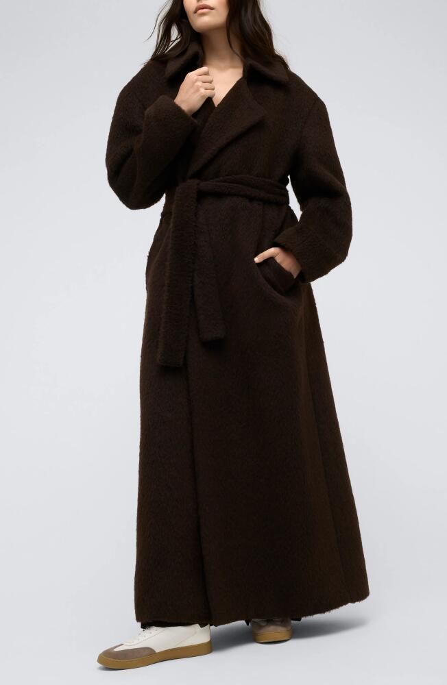 Kenneth Cole Brushed Longline Trench Coat in Deep Bark Cover