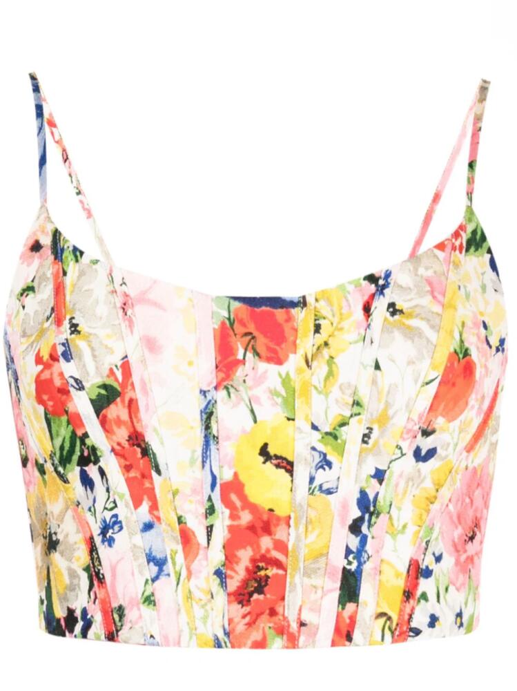 ZIMMERMANN Alight floral-pattern linen corset top - Multicolour Cover