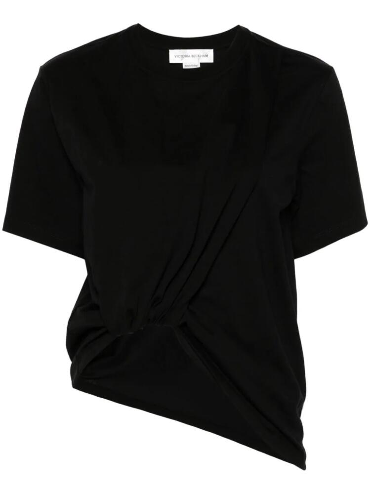 Victoria Beckham twist-detail cotton T-shirt - Black Cover