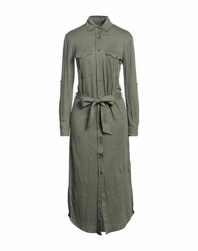 Majestic Filatures Woman Maxi dress Military green Linen, Elastane Cover