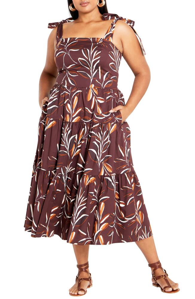 City Chic Corrine Maxi Sundress in Sol Leaf Cover