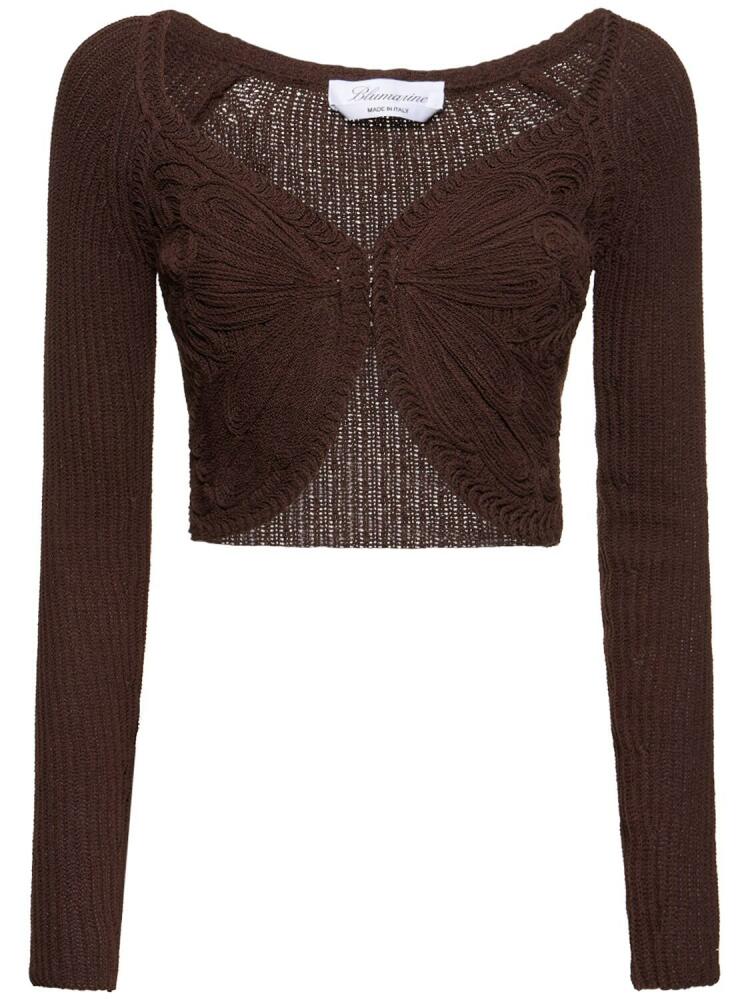 BLUMARINE Cotton Blend Knit Crop Cardigan Cover