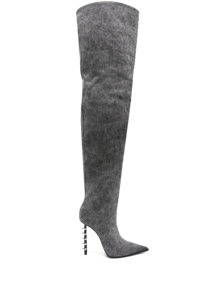 Le Silla Jagger 125mm denim knee boots - Grey Cover