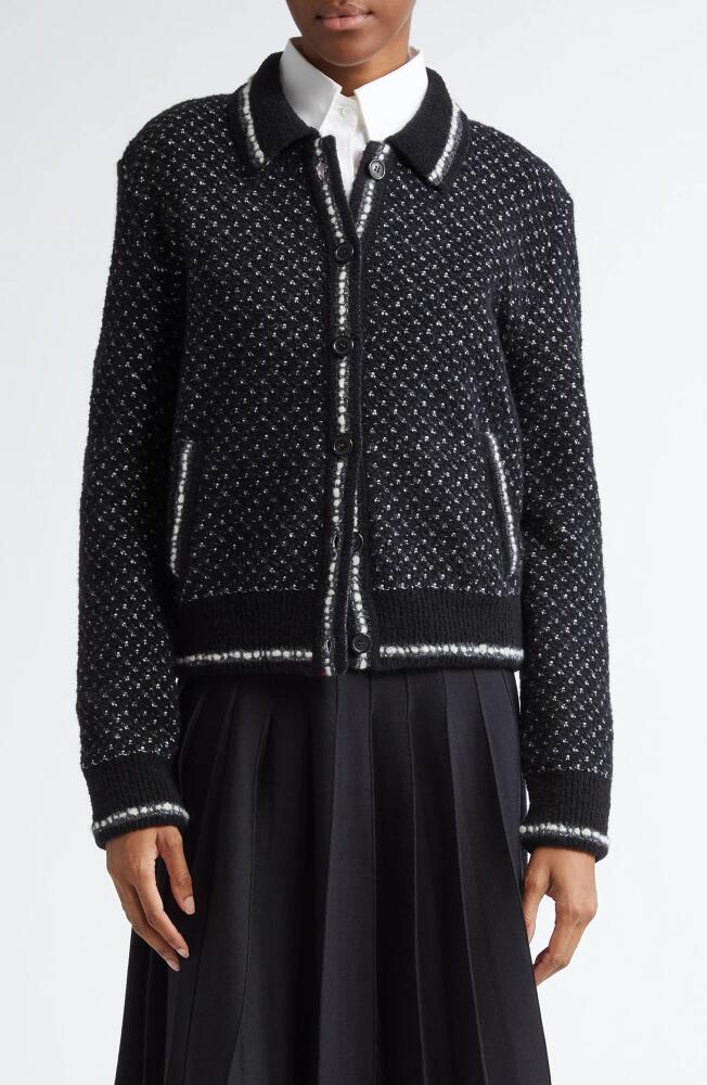 Thom Browne Tweed Knit Bomber Cardigan in Black Cover