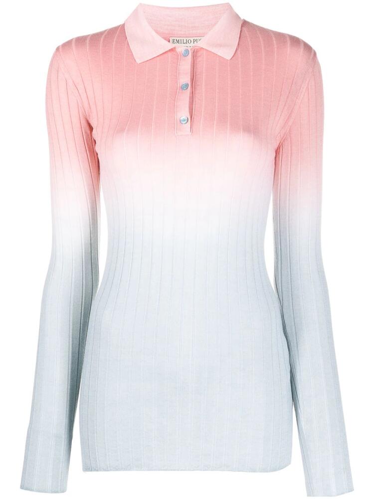 PUCCI ombre ribbed polo shirt - Pink Cover