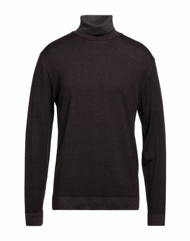 Daniele Fiesoli Man Turtleneck Dark brown Merino Wool Cover