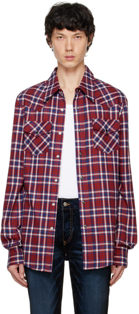 COÛT DE LA LIBERTÉ Red & Navy Steve Plaid Shirt Cover