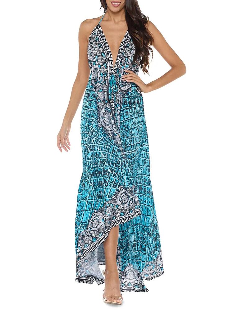 Ranee's Women's Halter Maxi Dress - Teal Blue Cover