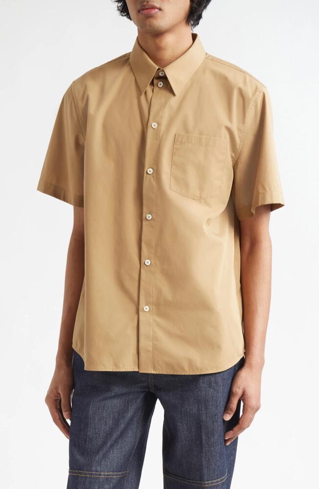 Helmut Lang Classic Short Sleeve Cotton Button-Up Shirt in Trench Cover