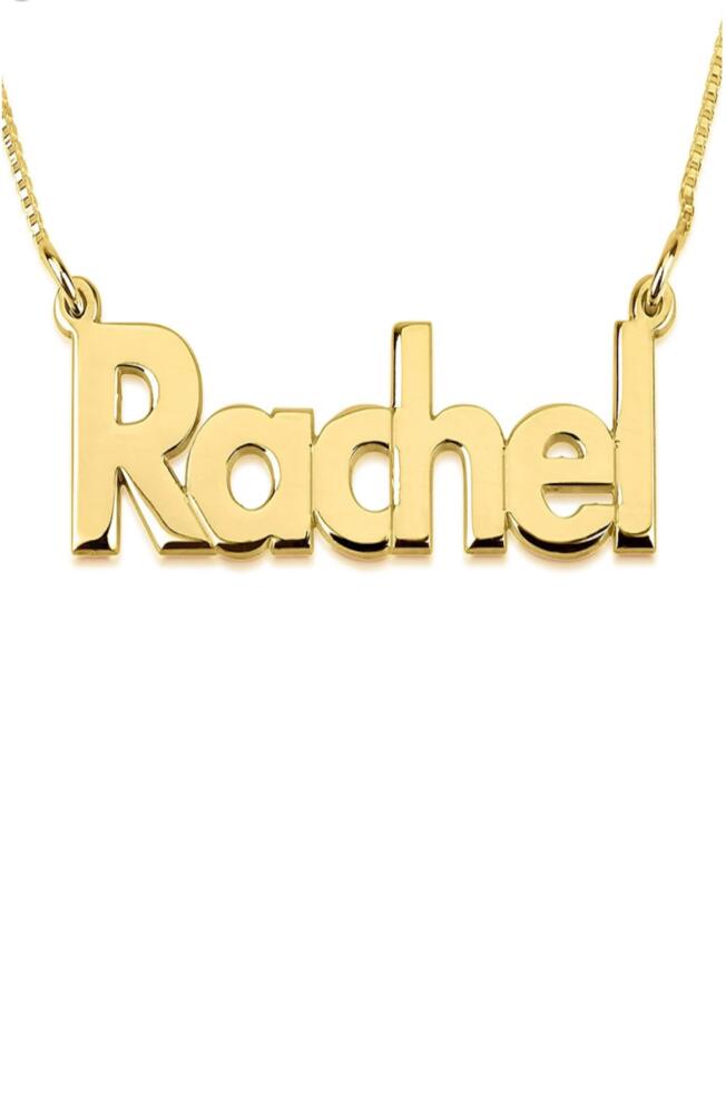 MELANIE MARIE Bold Nameplate Customizable Pendant Necklace in Gold Plated Cover