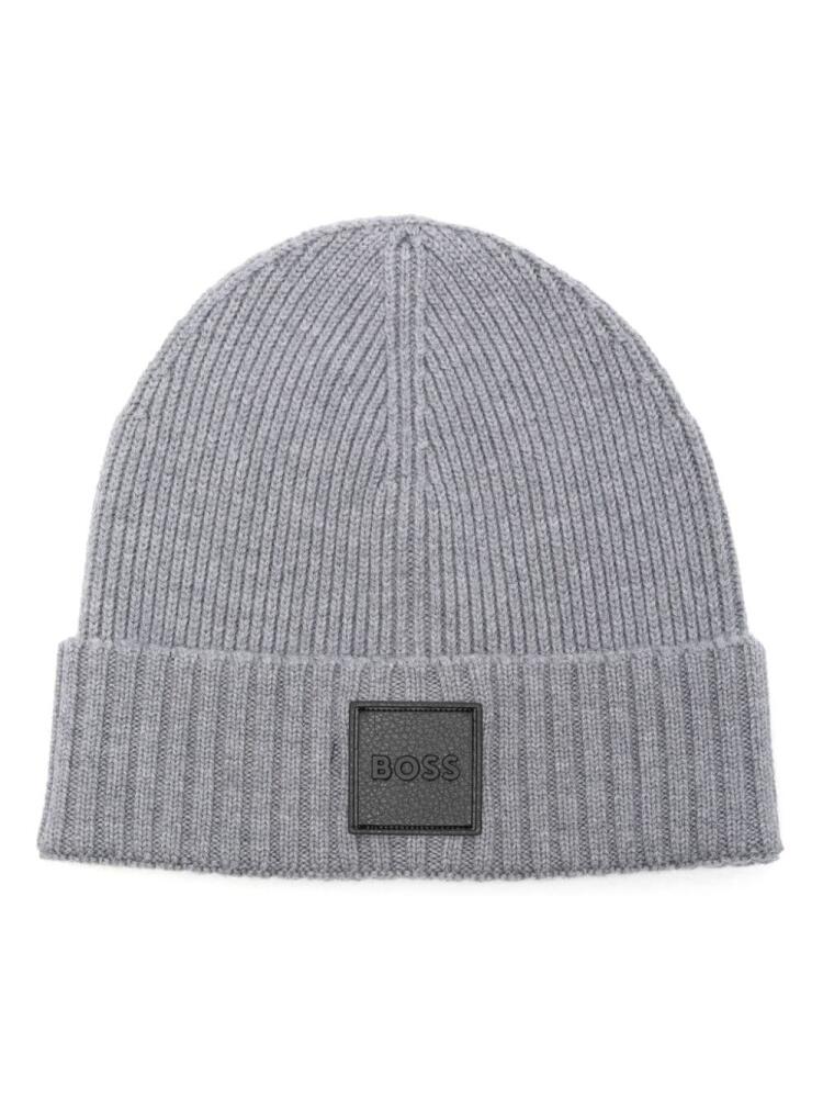 BOSS logo-patch beanie hat - Grey Cover