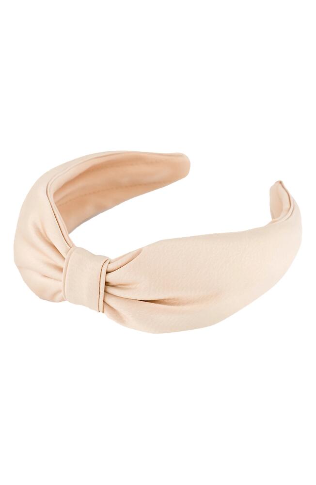 Alexandre de Paris Hammered Satin Headband in Beige Cover