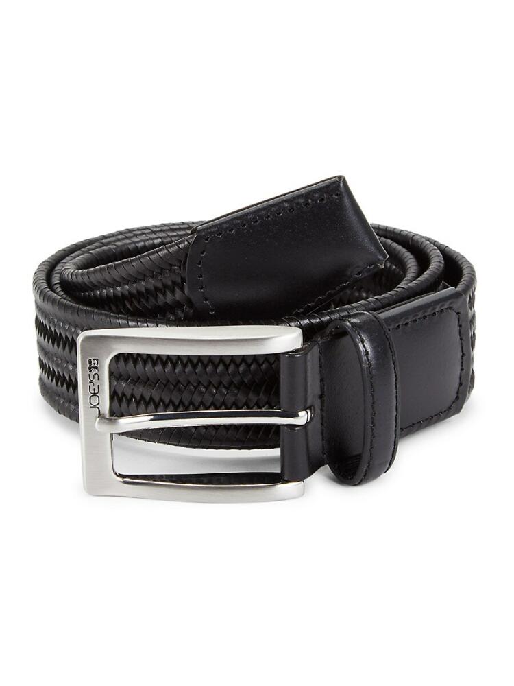 Joe's Jeans Men's Stretch Braided Leather Belt - Black Cover