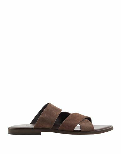 8 By Yoox Suede Leather Multi-strap Sandal Man Sandals Dark brown Calfskin Cover