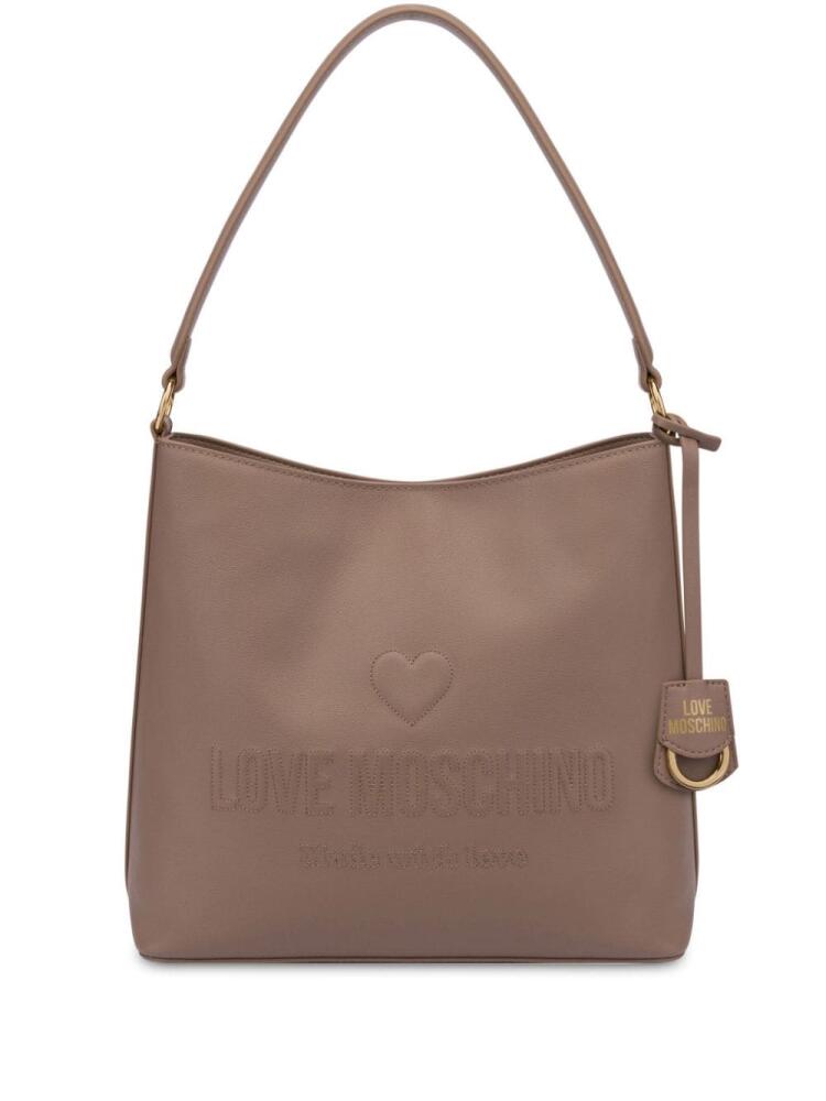 Love Moschino logo-embroidered leather tote bag - Brown Cover