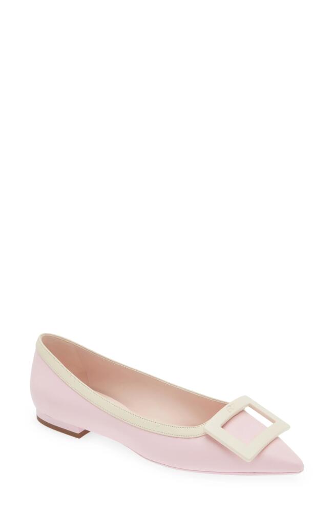 Roger Vivier Gommettine Buckle Pointed Toe Flat in Light Pink Cover