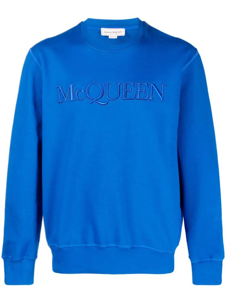 Alexander McQueen embroidered logo crew neck sweatshirt - Blue Cover