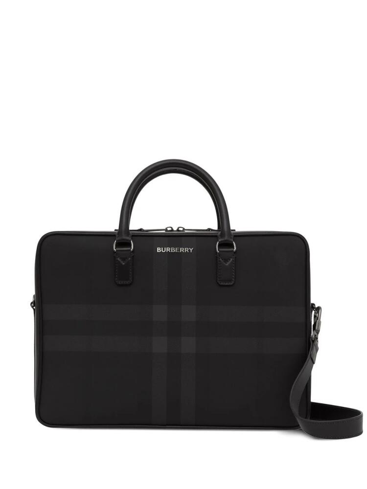 Burberry Check-print leather briefcase - Black Cover