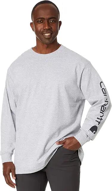 Carhartt Signature Sleeve Logo L/S Tee (Heather Gray) Men's T Shirt Cover