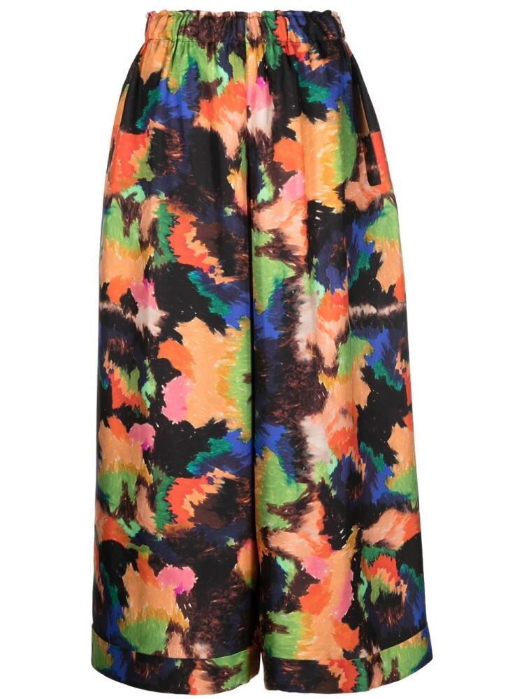 Daniela Gregis abstract-print wide-leg culottes - Blue Cover