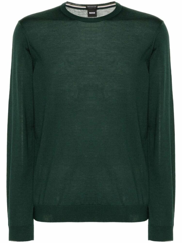 BOSS crew-neck virgin-wool sweater - Green Cover