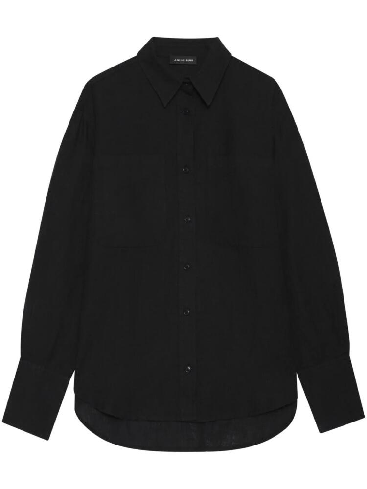 ANINE BING long-sleeve linen shirt - Black Cover